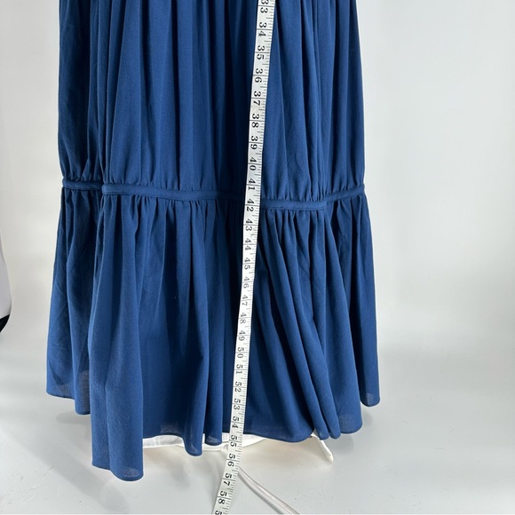 Trina Turk Women Gemma Blue lined Tiered Gathered Ruffles Maxi Dresses Sz 6 - Picture 10 of 13